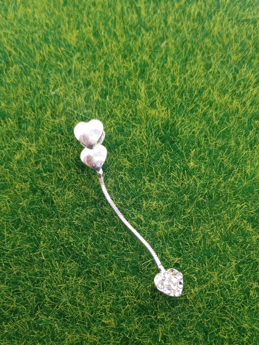 Silver Tone  Heart Dangle Pendant -  Heart Drop Jewelry P256